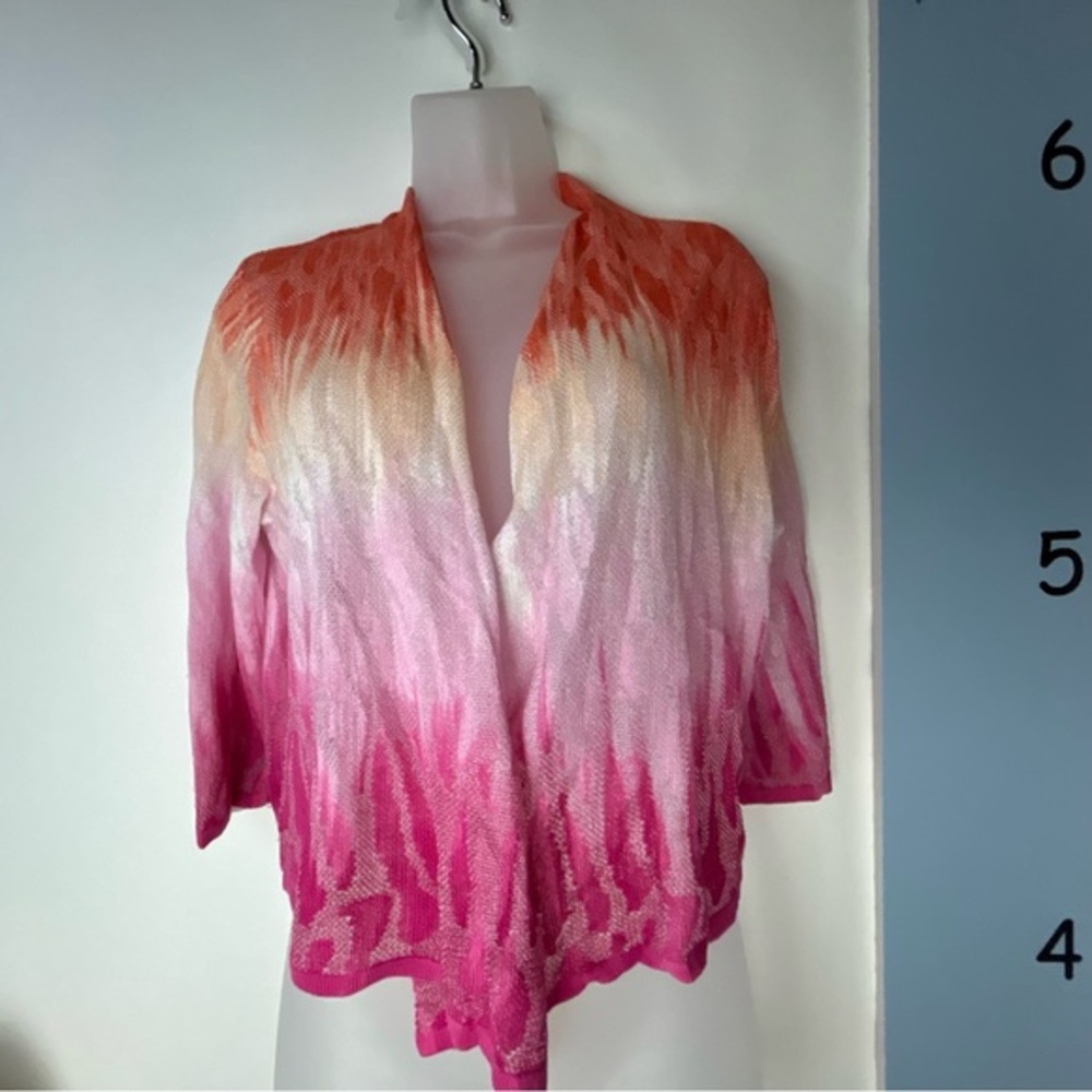 Chico's Hombre‎ Pink Orange Knit Open Cardigan Size 1 or M/8